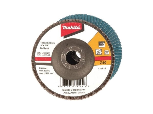 Makita - Klaffplate - for metall, rustfritt stål, ikke-jernholdig metall - 10 deler - 125 mm - grovkorn: Z40 - for Makita DLX3179TX1