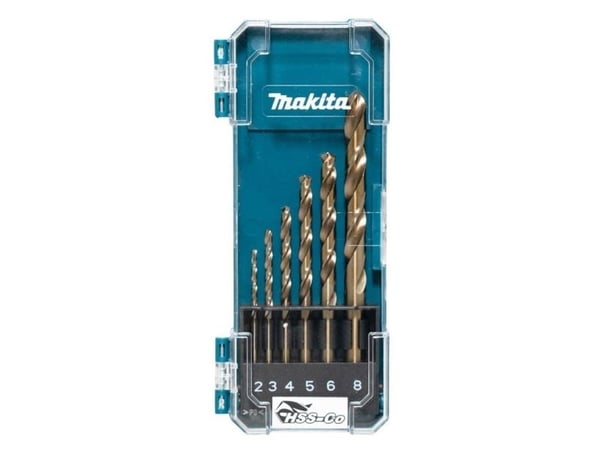 Makita - Borsett - for metall, rustfritt stål - 6 deler - 5 mm, 6 mm, 8 mm, 4 mm, 3 mm, 2 mm - rett