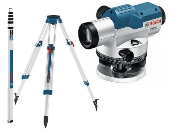 Bosch GOL 26 G + GR 500 + BT 160, 100 m, 1,6 mm/m, 360°, Horisontal, Linjevater, Sort, Blå, Sølv