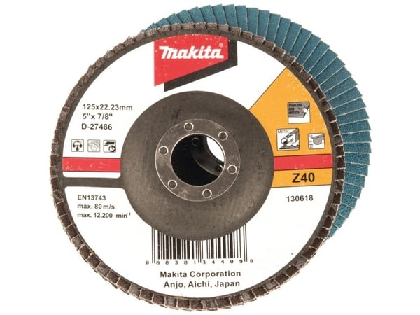 Makita - Klaffplate - for metall, rustfritt stål, ikke-jernholdig metall - 10 deler - 125 mm - grovkorn: Z40 - for Makita DLX3179TX1