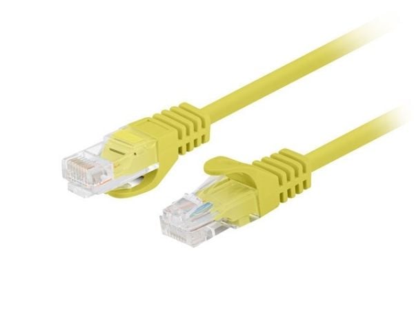 Lanberg - Koblingskabel - RJ-45 (hann) til RJ-45 (hann) - 4.8 mm - U/UTP, uskjermet - CAT 5/5e - formstøpt, uten hindringer, flertrådet - gul, RAL ...