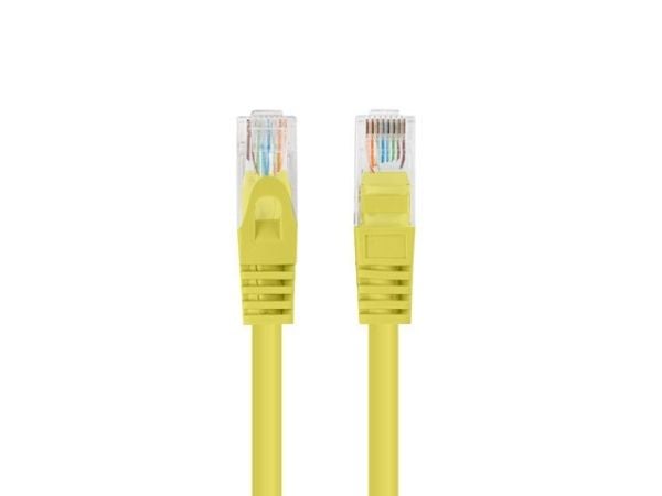 Lanberg - Koblingskabel - RJ-45 (hann) til RJ-45 (hann) - 4.8 mm - U/UTP, uskjermet - CAT 5/5e - formstøpt, uten hindringer, flertrådet - gul, RAL ...