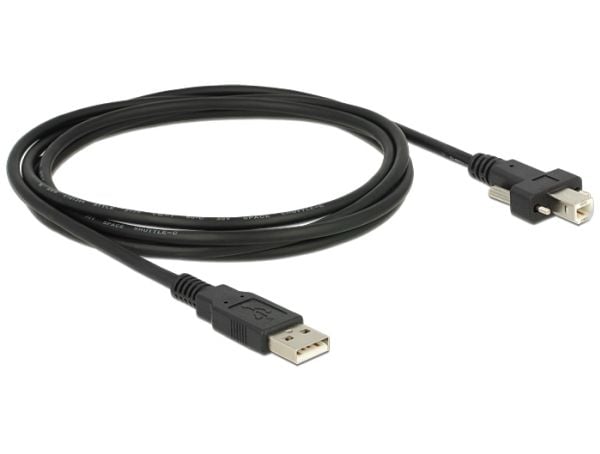Delock - USB-kabel - USB-type B (hann) til USB (hann) - 2 m - tommelskruer - svart