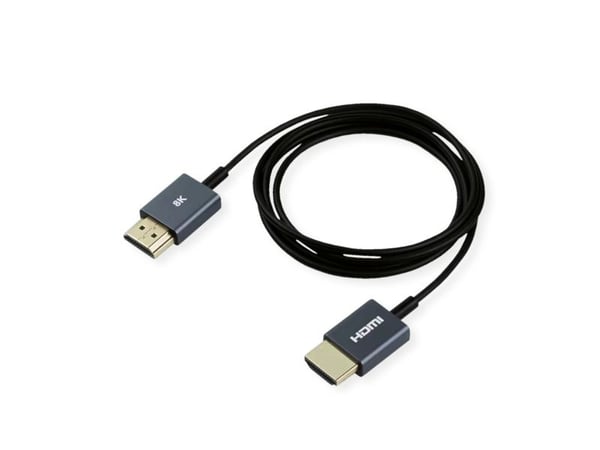 ROLINE HDMI-kabel 8K (7680 x 4320) Ultra HD + Ethernet, M/M, koaksial, ultraslank, svart, 1,5 m