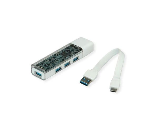 ROLINE 14.02.5062, USB Type-C, USB 3.2 Gen 1 (3.1 Gen 1) Type-A, 5000 Mbit/s, Valkoinen, Muovi, 0,12 m