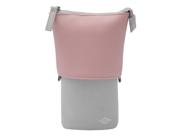 Wedo 242 73009, Mykt penal, Stoff, Kunstig lær, Polyester, Grå, Rosa, Monokromatisk, Innendørs, Glidelås