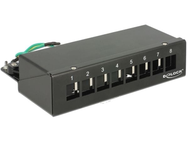 Delock Keystone Desktop Patch Panel - Koblingspanel - kullsort, RAL 9005 - 8 porter