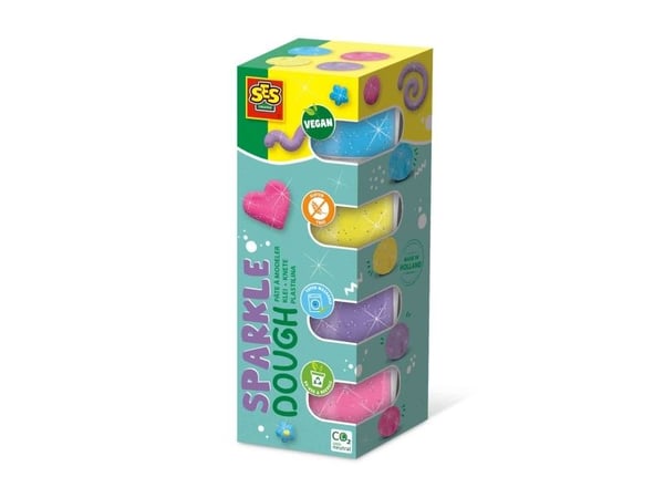 SES Creative 00515, Modelleringsleire, Blå, Rosa, Lilla, Gult, Barn, 4 stykker, Plastpotte, Gutt/Jente