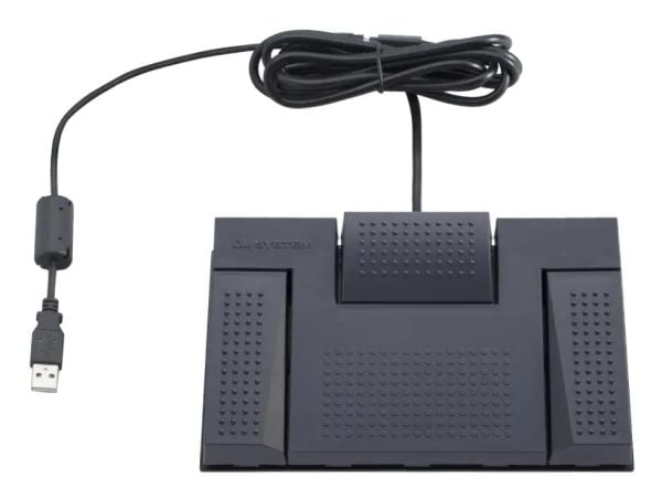 Olympus RS28N, Fotpedal, USB, Grå, 1,8 m, OM SYSTEM Cloud / OMDS R8 On-Premise dictation management software., Windows 10, Windows 11