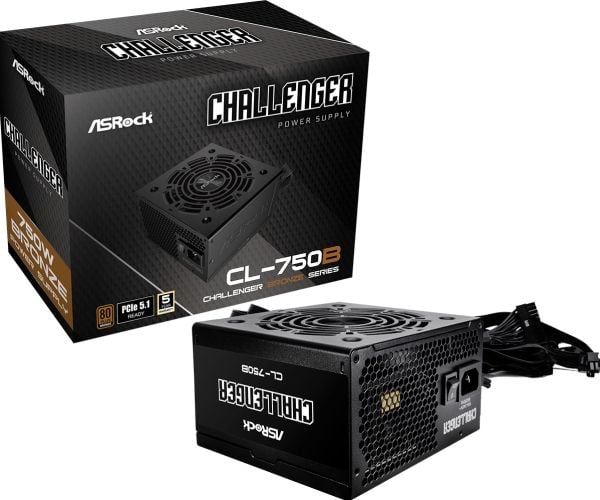 ASRock Challenger CL-750B - Strømforsyning (intern) - ATX12V 2.52/ EPS12V - 80 PLUS Bronze - AC 100-240 V - 750 watt