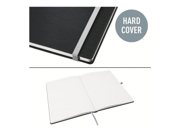 Leitz Style - Notisbok - eskebundet - A5 (145 x 210 mm) - 80 ark / 160 sider - elfenbenspapir - lined - satengsvart omslag