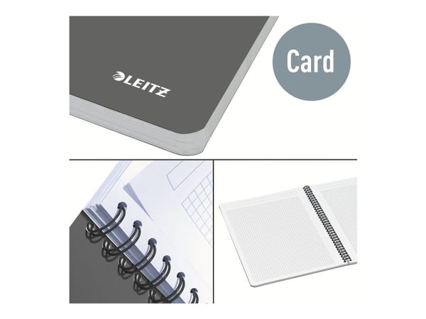 Leitz Office - Anteckningsblock - trådbunden - A5 (148 x 210 mm) - 90 ark / 180 sidor - fyrkantig - grå, röd, blå, grön - laminerad kartong (paket ...