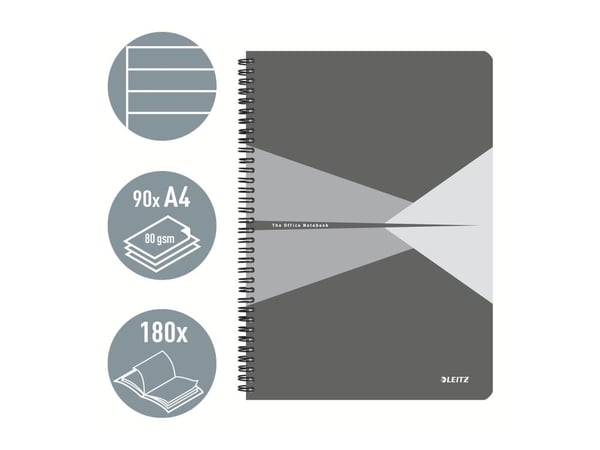 Leitz Office - Notebook set - spiralbundet - A4 (210 x 297 mm) - 90 ark / 180 sider - lined - polypropylen (PP)