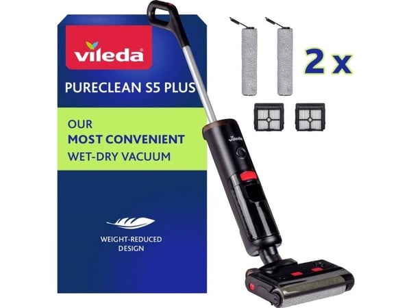 Vileda PureClean S5 Plus våt/tørr støvsuger svart/sølv trådløs