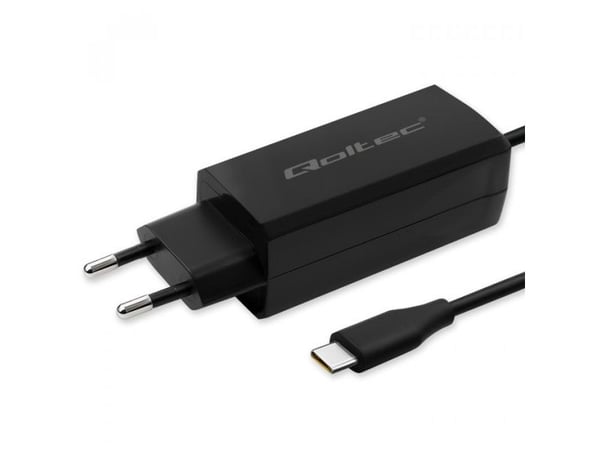 Qoltec - USB-C-strømadapter - 3-4.5A, 5-20V, GaN, USB-C 3.1 - AC 220-240 V - 90 watt - svart