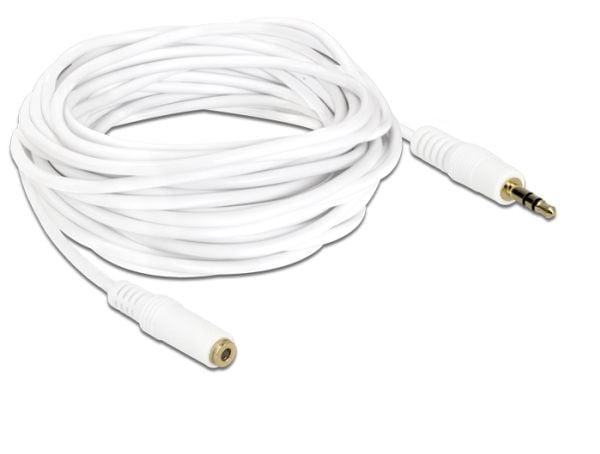 Delock - Lydforlengelseskabel - mini-phone stereo 3.5 mm hunn til mini-phone stereo 3.5 mm hann - 5 m - hvit