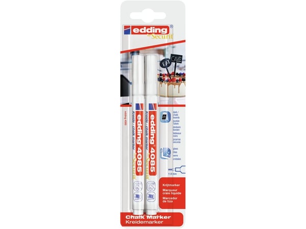 Edding e-4085/2 4-4085-2-1049 Kritpennor Vit 1 mm, 2 mm 2 st