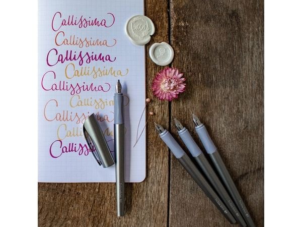 Schneider Schreibgeräte Callissima Gift Box, Antrasitt, Fyllesystem med patron, Sitronfarget, Fint, Ambidekstriøs, Gave boks