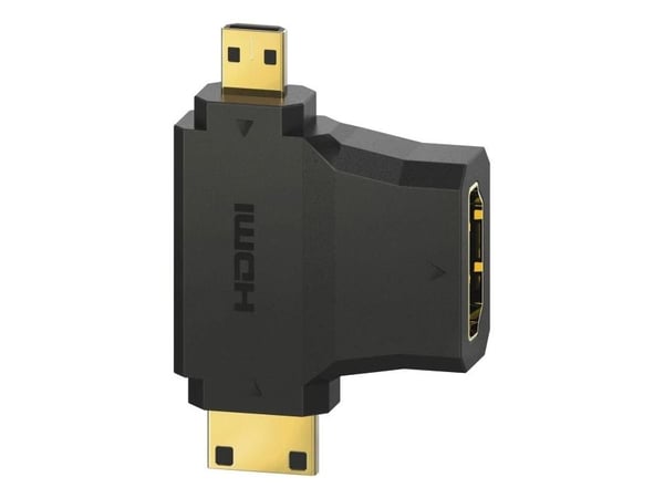 Hama 00305020, HDMI-tyyppi A (vakio), HDMI Type C/HDMI Type D, 3D, 10,2 Gbit/s, Äänen paluukanava (ARC), musta