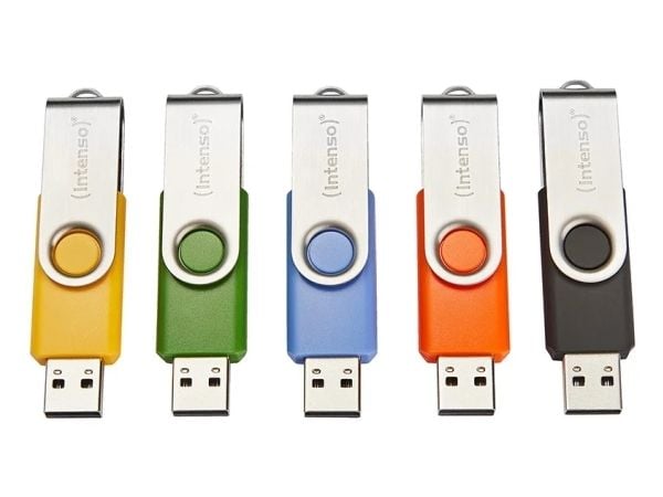 Intenso Basic Line, 16 GB, USB Type-A, 2.0, 28 MB/s, Sväng, Svart, Blå, Grön, Orange, Gul