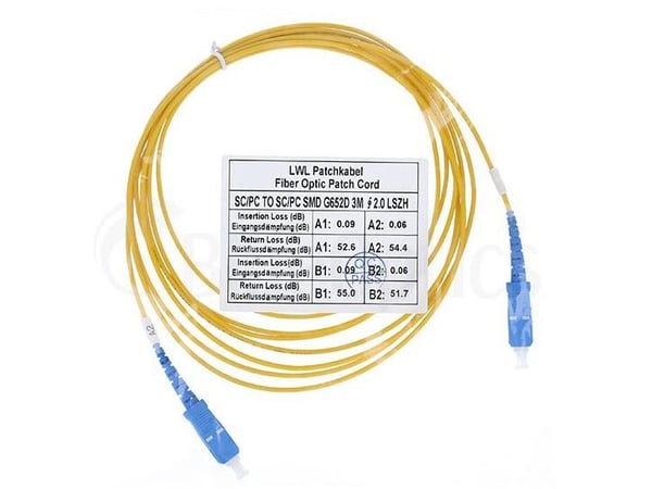 BlueOptics© Simplex fiberoptisk patchkabel, SC-UPC/SC-UPC blå, 20 meter, singlemode E9/125µm, G.657.A1, OS2, inngangsdemping: mindre enn 0,2dB, mer...