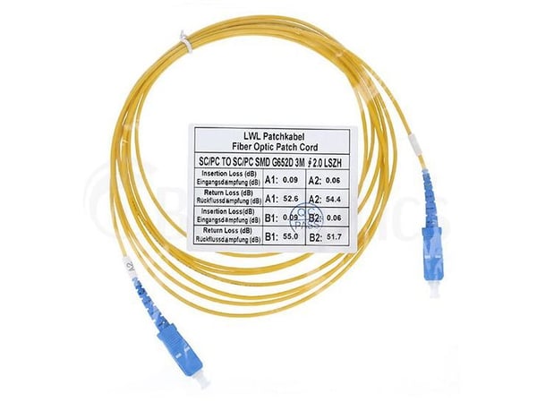 BlueOptics© Simplex fiberoptisk patchkabel, SC-UPC/SC-UPC blå, 30 meter, singlemode E9/125µm, G.657.A1, OS2, inngangsdemping: mindre enn 0,2dB, mer...