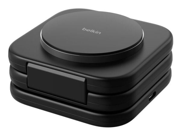 Belkin BoostCharge Pro 3-in-1 - Trådløs ladepute - magnetisk med Qi2 + AC-strømadapter - 15 watt - 3 A - MFI-sertifisert