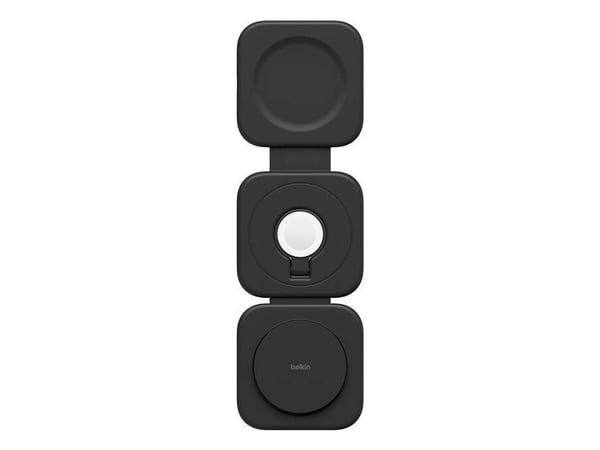Belkin BoostCharge Pro 3-in-1 - Trådløs ladepute - magnetisk med Qi2 + AC-strømadapter - 15 watt - 3 A - MFI-sertifisert