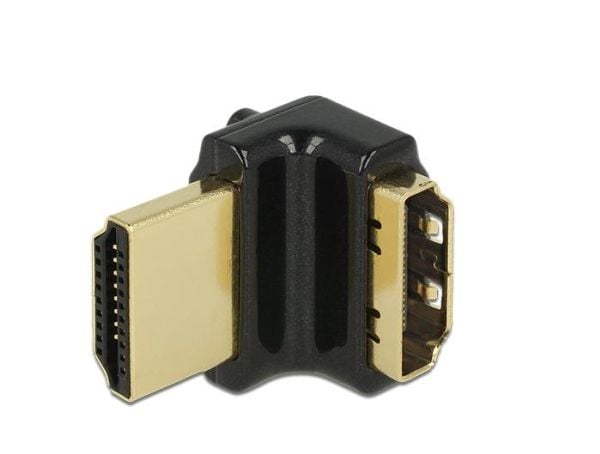 Delock - HDMI-sovitin - HDMI hun til HDMI han - sort - 90° stikforbindelse, 4K-tuki