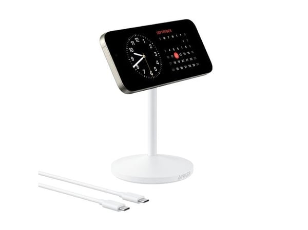 Anker MagGo - Trådløst ladestativ - stativ - 15 Watt - 2,5 A - hvit