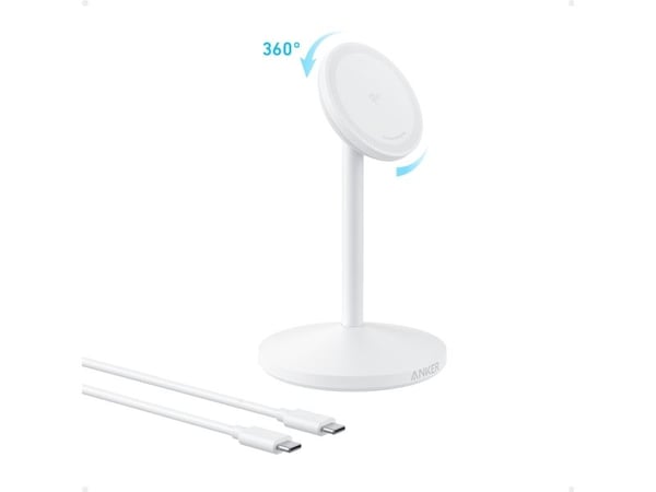 Anker MagGo - Trådløst ladestativ - stativ - 15 Watt - 2,5 A - hvit