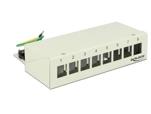 Delock Keystone Desktop Patch Panel - Patch-panel - ljusgrå, RAL 7035 - 8 portar