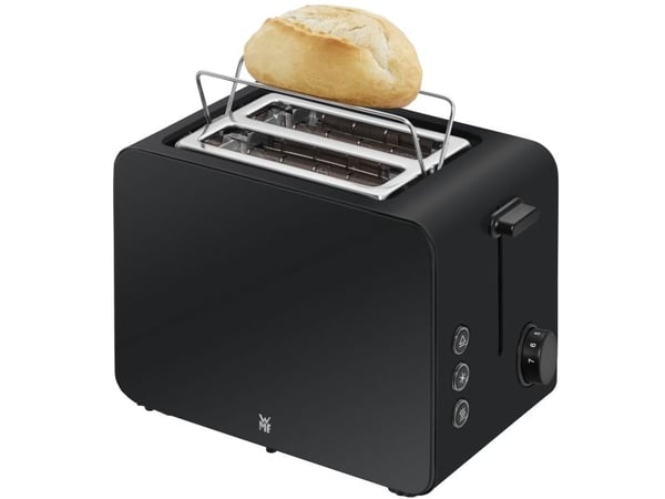 WMF Stelio 0414210071, 2 viipale(i)ta, Musta, Ruostumaton teräs, Painikkeet, Vipu, Rotaatio, 1050 W, 281 mm