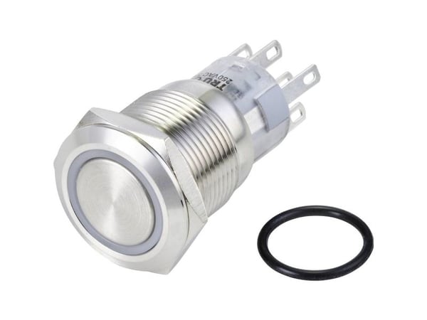 TRU COMPONENTS TC-13471352 Ilkivallankestävä painonappikytkin 250 V/AC 3 A 2 x On/(On) Painonappi Oranssi IP65 1 kpl 1 kpl