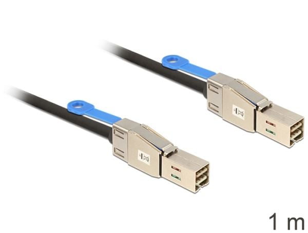 Delock - SAS ekstern kabel - SAS 12Gbit/s - 36-pins 4x skjermet Mini MultiLane (hann) til 36-pins 4x skjermet Mini MultiLane (hann) - 1 m - låst
