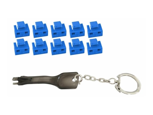 MicroConnect - LAN-portblokker med nøkkel - blå (en pakke 10)