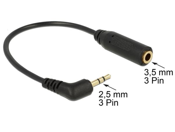 DeLOCK 0.175m 2.5mm/3.5mm, 2.5mm, Uros, 3.5mm, Naaras, 0,175 m, Musta