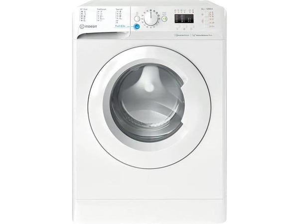 Indesit vaskemaskin INDESIT BWSA 61294 W, EU, energiklasse C, front, 6 kg, 1151 RPM, dybde 42,5 cm, bredde 59,5 cm, display Big Digit, hvit