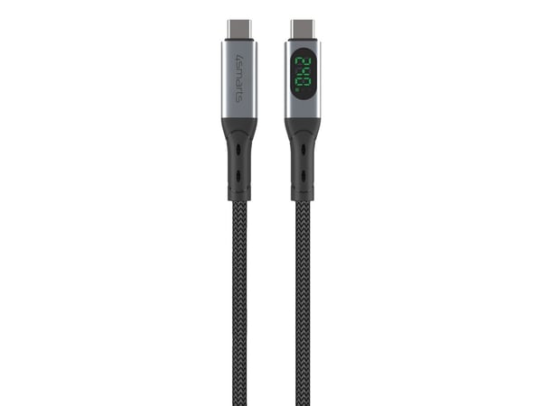 4smarts 541438, 1,5 m, USB C, USB C, USB4 Gen 2x2, 40 Gbit/s, Musta, Harmaa