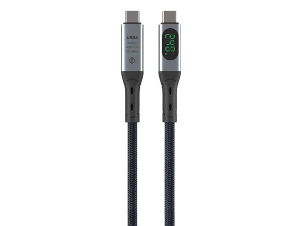 4smarts 541438, 1,5 m, USB C, USB C, USB4 Gen 2x2, 40 Gbit/s, Musta, Harmaa