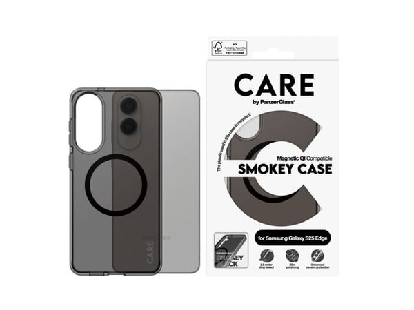 PanzerGlass CARE by ® Flagship Case Urban Combat Smokey m. Sorter Qi-kompatibel Samsung S25 Edge, Deksel, Samsung, Samsung - Galaxy S25 Edge 5G, So...