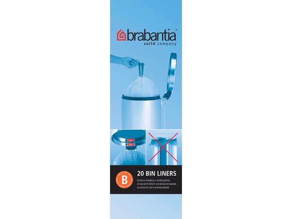 Brabantia Size B - Søppeldunkfôr - trekksnor - 5 L - høytetthetspolyetylen (LDPE) - hvit 20