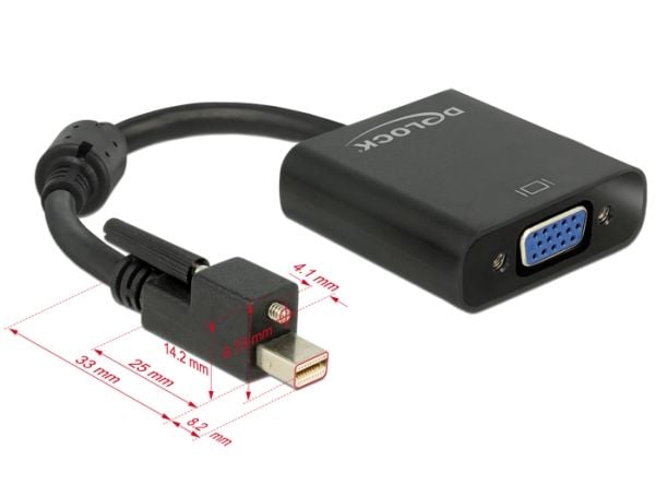 DeLOCK 62641, 0,25 m, Mini DisplayPort, VGA (D-Sub), Uros, Naaras, Kulta