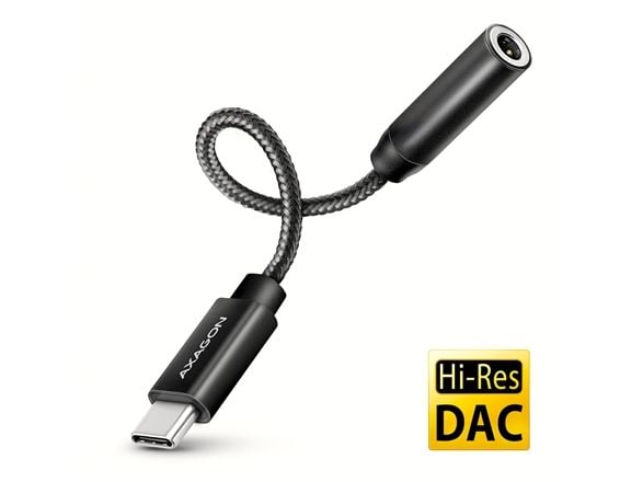 AXAGON ADA-HC - Audioadapter - USB-C hann til mini-phone stereo 3.5 mm hunn - 10 cm - DAC chip, 384 kHz/32-bit