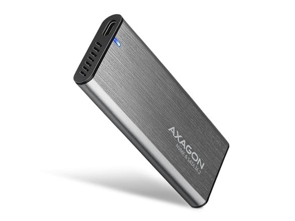AXAGON EEM2-SG2 RAW BOX eksternt kabinett for M.2 SSD-er USB-C 3.2 Gen 2 - sølv