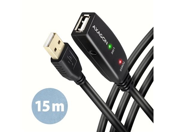 AXAGON ADR-215 aktiivinen USB 2.0 jatkokaapeli, USB-A uros/naaras - 15m