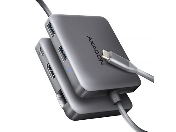 AXAGON HMC-5HL - Dokkingstasjon - for skrivebord, smarttelefon, bærbar - USB-C 3.2 Gen 1 / USB 3.0 / Thunderbolt 3 / Thunderbolt 4 - HDMI - 1GbE
