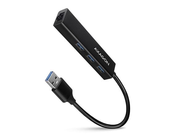 AXAGON HMA-GL3A 3x USB-A + GLAN, USB3.2 Gen 1-hub, metall, 20 cm USB-A-kabel *USBAM *USBAF *RJ45F