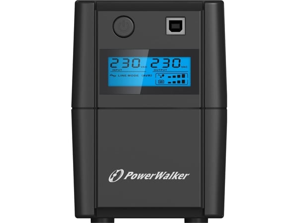 PowerWalker VI 850SE LCD - UPS - AC 230 V - 480 Watt - 850 VA - 9 Ah - USB - utgångskontakter: 2 - svart