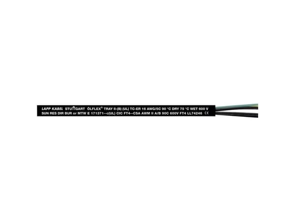Lapp ÖLFLEX TRAY II, Keskijännitekaapeli, musta, Polyvinyylikloridi (PVC), Kupari, 2.5 mm², 72 kg/km
